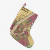 NYCとブルックリンのヴィンテージ地図（1868年） スモールクリスマスストッキング (正面 (吊り時))