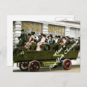 NYCのクリスマスのヴィンテージの観光バス シーズンポストカード (正面/裏面)