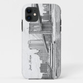 NYCのスカイラインのブルックリン橋のボートは一見#3をエッチングしました Case-Mate iPhoneケース (裏面)