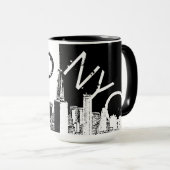 NYCのスカイラインの白黒古いヴィンテージの写真 マグカップ (正面右)