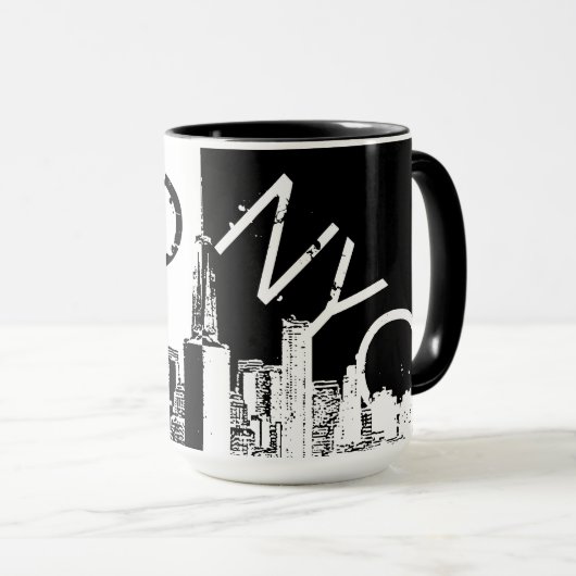 NYCのスカイラインの白黒古いヴィンテージの写真 マグカップ (正面右)