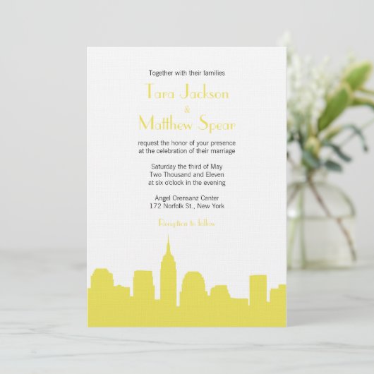 NYCのスカイラインの結婚式招待状 招待状 (スタンド正面)
