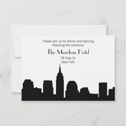 NYCのスカイラインのRecptionカード-黒 招待状 (正面)
