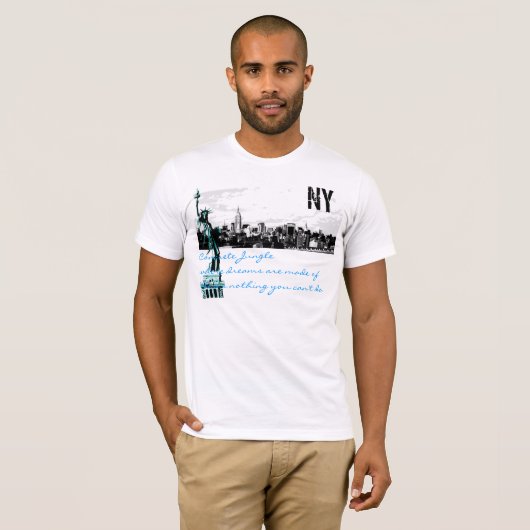 nycのスカイライン、自由の女神、具体的なジャングル… tシャツ (正面フル)