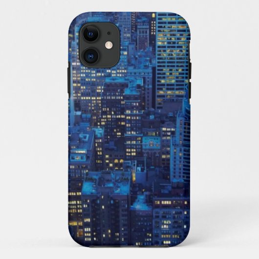 NYCのスカイライン、薄暗がりの高角の眺め Case-Mate iPhoneケース (裏面)