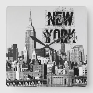 NYCのスカイラインII スクエア壁時計