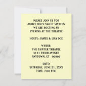 NYCの劇場地区のテーマの招待状の~の菓子16 招待状 (裏面)