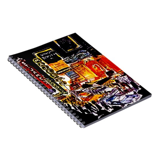 NYCの劇場地区夜ブロードウェイ日記のノート ノートブック (右側)