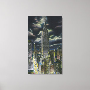 NYCの夜のYorkChryslerの新しい建物# 1 キャンバスプリント