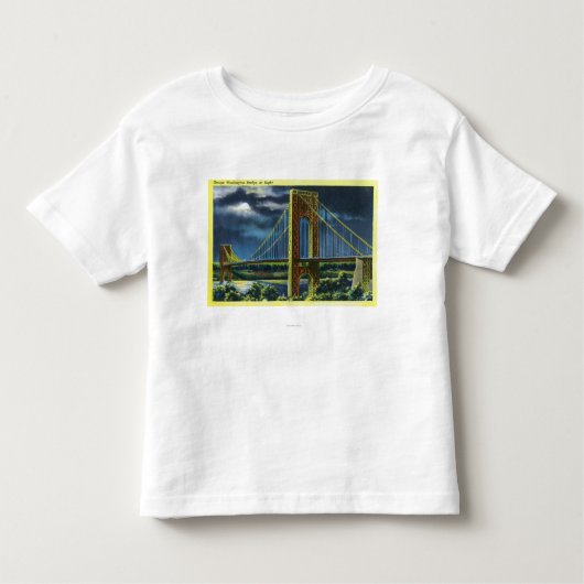 NYCの夜のYorkGeorge新しいワシントン州橋 トドラーTシャツ (正面)