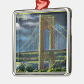 NYCの夜のYorkGeorge新しいワシントン州橋 メタルオーナメント (左)