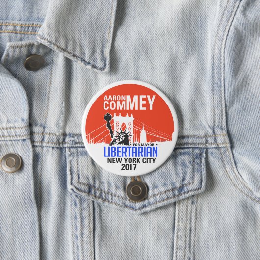NYCの市長のための自由主義的なアーロンCommey 缶バッジ (インサイチュ)