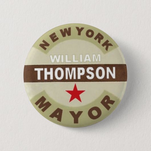 NYCの市長のためウィリアムトムソンButton 缶バッジ (正面)
