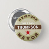 NYCの市長のためウィリアムトムソンButton 缶バッジ (正面&裏面)