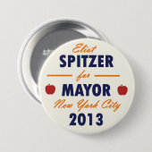 NYCの市長2013年のためのエリオットSpitzer 缶バッジ (正面&裏面)