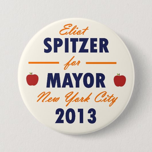NYCの市長2013年のためのエリオットSpitzer 缶バッジ (正面)