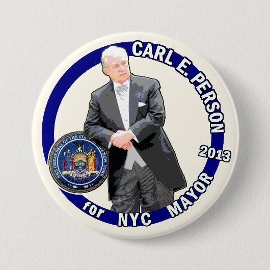 NYCの市長2013年のためのカール人 缶バッジ (正面)