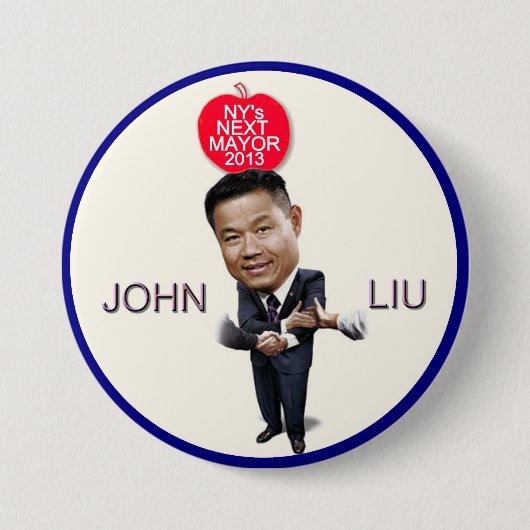 NYCの市長2013年のためのジョン劉 缶バッジ (正面)