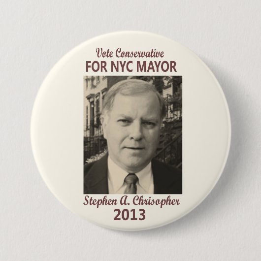 NYCの市長2013年のためのスティーブンクリストファー 缶バッジ (正面)
