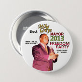 NYCの市長2013年のためのマイクの灰色 缶バッジ (正面&裏面)