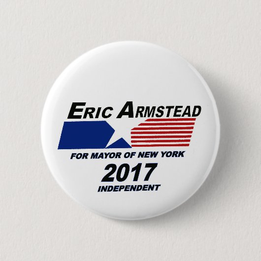 NYCの市長2017年のためのエリックArmstead 缶バッジ (正面)