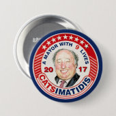 NYCの市長2017年のためのジョンCatsimatidis 缶バッジ (正面&裏面)