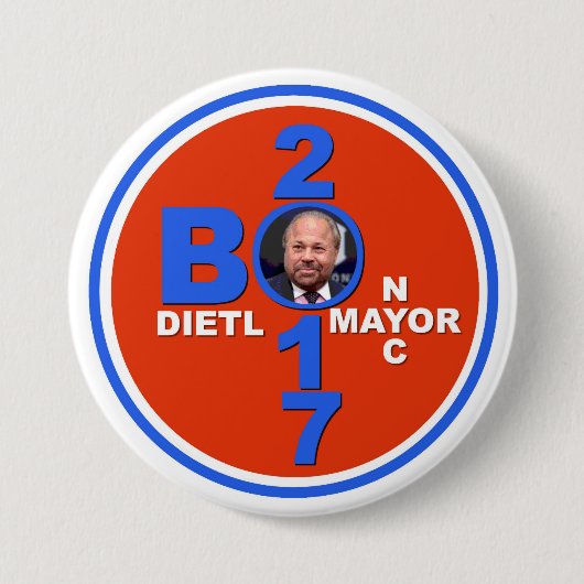 NYCの市長2017年のためのBo Dietl 缶バッジ (正面)