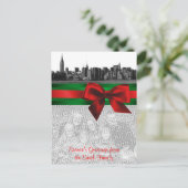 NYCの広いスカイラインはBWのクリスマスをあなたの写真エッチングしました シーズンポストカード (スタンド正面)