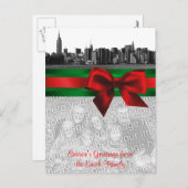 NYCの広いスカイラインはBWのクリスマスをあなたの写真エッチングしました シーズンポストカード (正面/裏面)