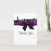 NYCの広いスカイラインはBWの紫色を感謝していしていますエッチングしました サンキューカード (正面)