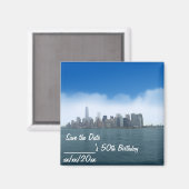 NYCの澄んデジタルスカイ日付磁石を保存 マグネット (正面/裏面)