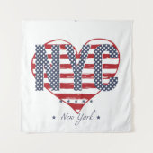 NYCの米国旗のハート タペストリー (正面(横))