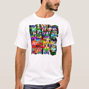 NYCの落書きの人の白く大きい基本的なTシャツ Tシャツ