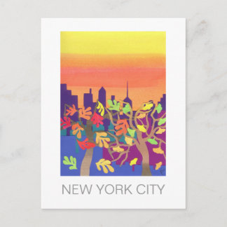 NYCの郵便はがき上の秋の日没 ポストカード
