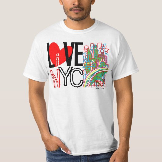 NYCを愛して下さい及びNYCのTシャツ2Aに住んで下さい Tシャツ (正面)