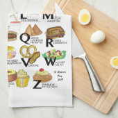 NYCアイコニックのABCニューヨーク市食品アルファベット キッチンタオル (四つ折り)