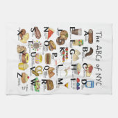 NYCアイコニックのABCニューヨーク市食品アルファベット キッチンタオル (横)