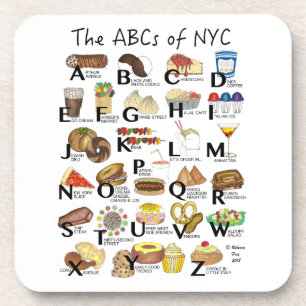 NYCアイコニックのABCニューヨーク市食品アルファベット コースター