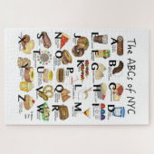 NYCアイコニックのABCニューヨーク市食品アルファベット ジグソーパズル (横)