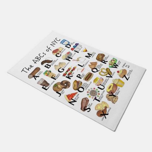 NYCアイコニックのABCニューヨーク市食品アルファベット ドアマット (アングル)