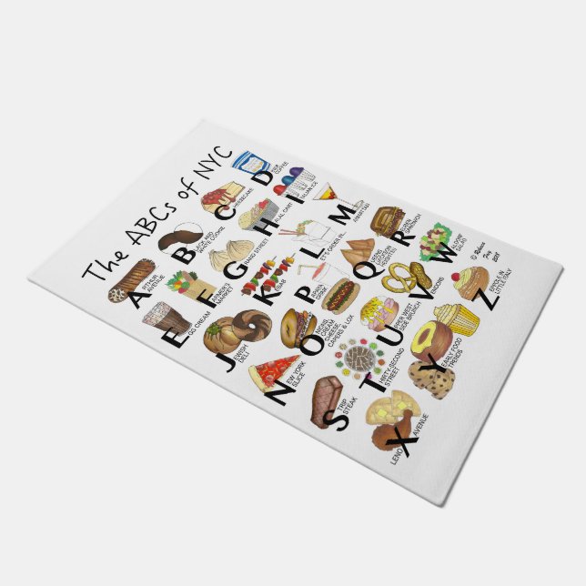 NYCアイコニックのABCニューヨーク市食品アルファベット ドアマット (アングル)