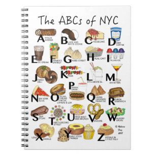 NYCアイコニックのABCニューヨーク市食品アルファベット ノートブック