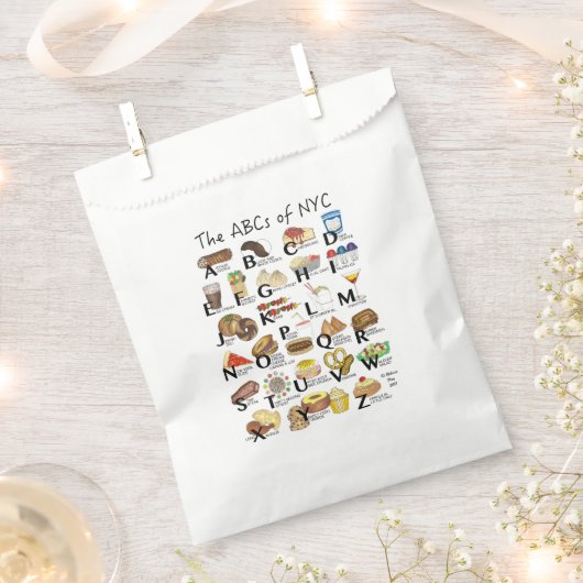 NYCアイコニックのABCニューヨーク市食品アルファベット フェイバーバッグ (クリップ留めされた状態)