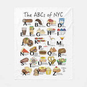NYCアイコニックのABCニューヨーク市食品アルファベット フリースブランケット