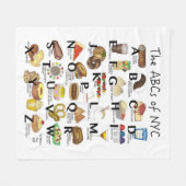 NYCアイコニックのABCニューヨーク市食品アルファベット フリースブランケット (正面(横))