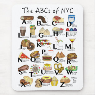 NYCアイコニックのABCニューヨーク市食品アルファベット マウスパッド