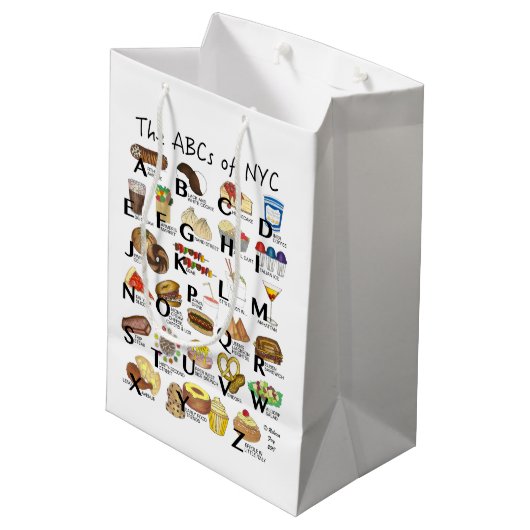 NYCアイコニックのABCニューヨーク市食品アルファベット ミディアムペーパーバッグ (裏面アングル)