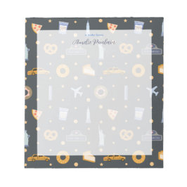 NYCアイコモダンンパターンのダークグレー名 ノートパッド