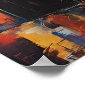 NYCアットサンセット抽象芸術枠なし ポスター (角)