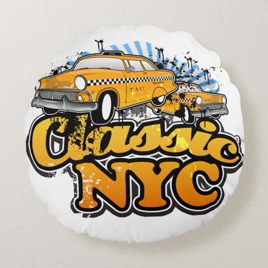 NYCイエローキャブのロゴ ラウンドクッション (正面)